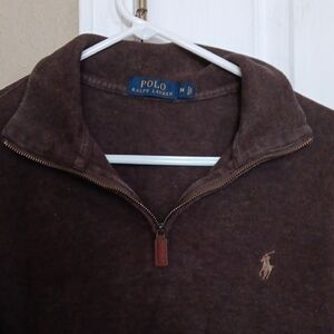 Polo by Ralph Lauren Men's Zip-Up Brown Sweater